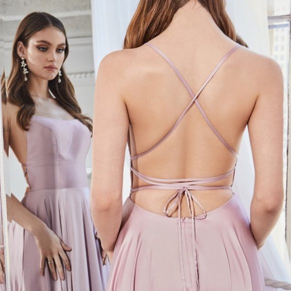 DUSTY ROSE COLOR PROM PARTY Spaghetti Straps A-line Long Evening Dress CDCJ527 - Picture 2 of 6